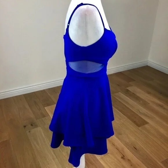 B Darlin Mesh-Inset Fit & Flare Dress Blue - Picture 5 of 7